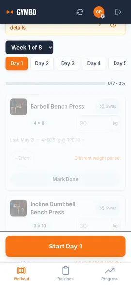 Smart weight suggestions during workout