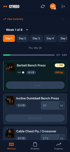 Smart weight suggestions during workout