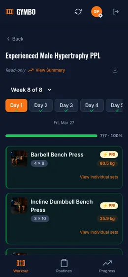 Logging a workout set